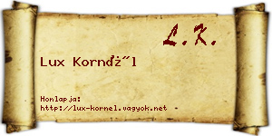 Lux Kornél névjegykártya