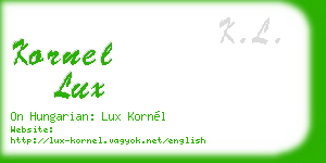 kornel lux business card